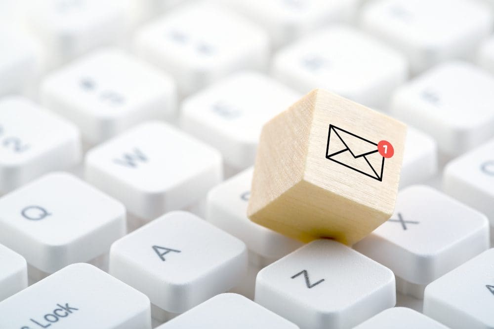 New email on computer keyboard