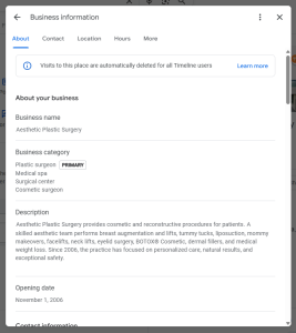 Google Business Profile Information